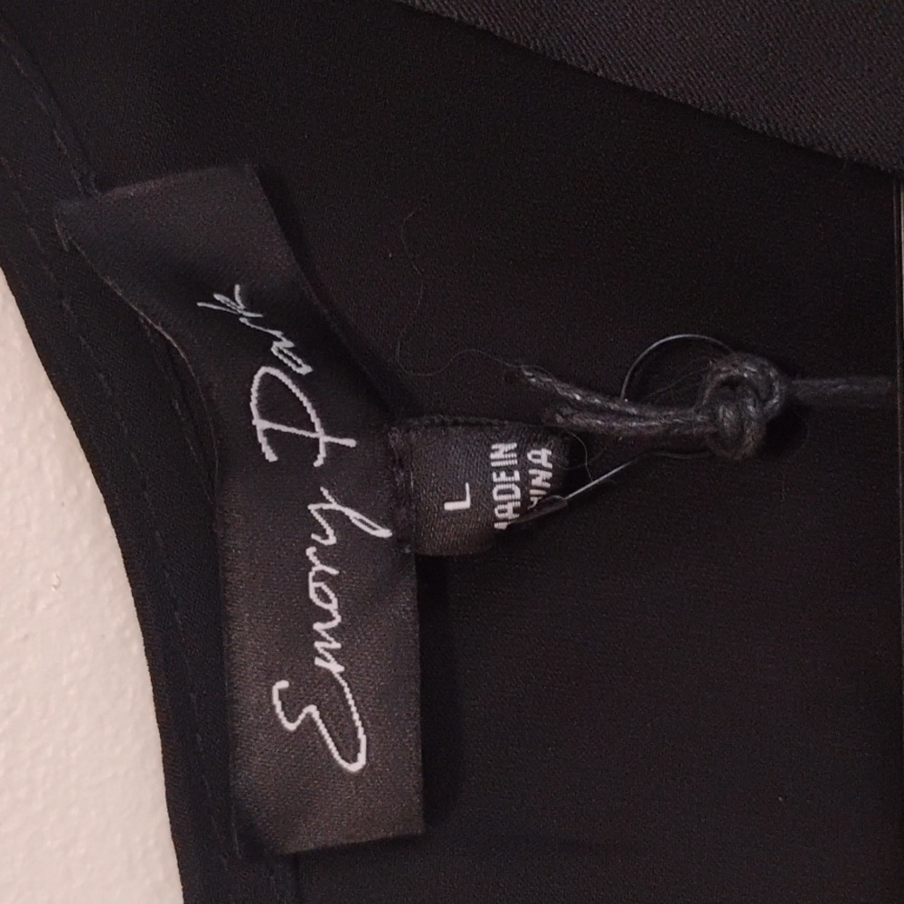 Emory Park | Black Balloon Sleeve Maddie Cut-Out Front-Twist Dress | L | NWT - Picture 3 of 8